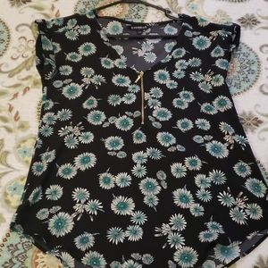 Express silky zip front shirt